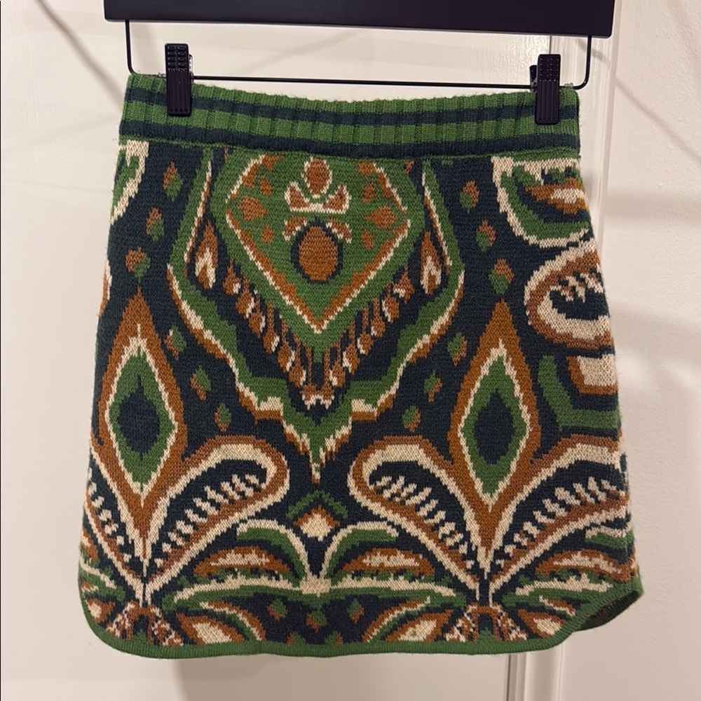 Green and Brown Patterned Skirt